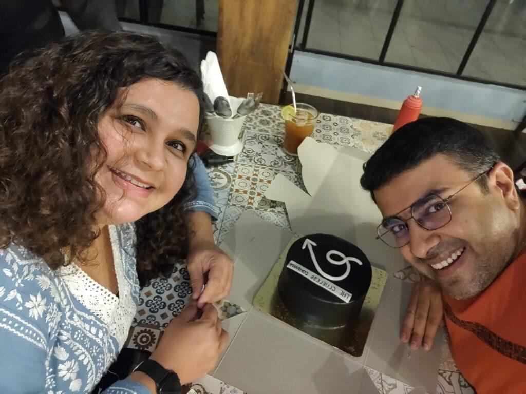 Mehul and Manasi in the One Year Anniversary Celebration of The Clueless Company